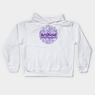 Artificial Intelligence Data Science Word Cloud | Purple Kids Hoodie